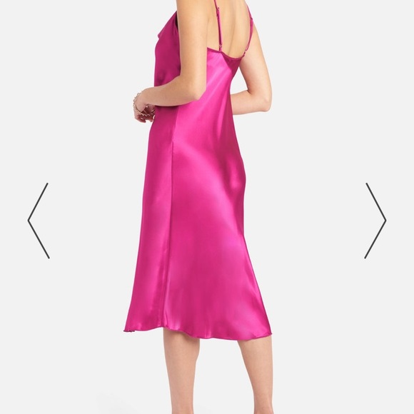 Worn once Bebe Satin Cowl Neck Slip Midi Dress - Picture 3 of 6